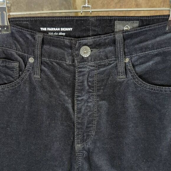Ag Adriano Goldschmied Black Velveteen The Farrah Skinny pants Woman Size 27R‎ - Picture 4 of 14